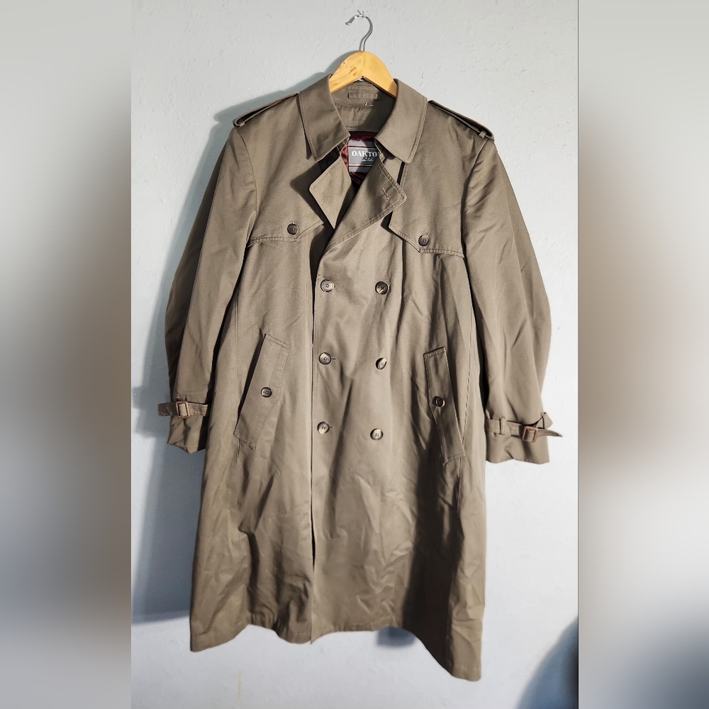 Oakton Ltd. 44 Reg Long Trench Coat Classic Zipout Liner